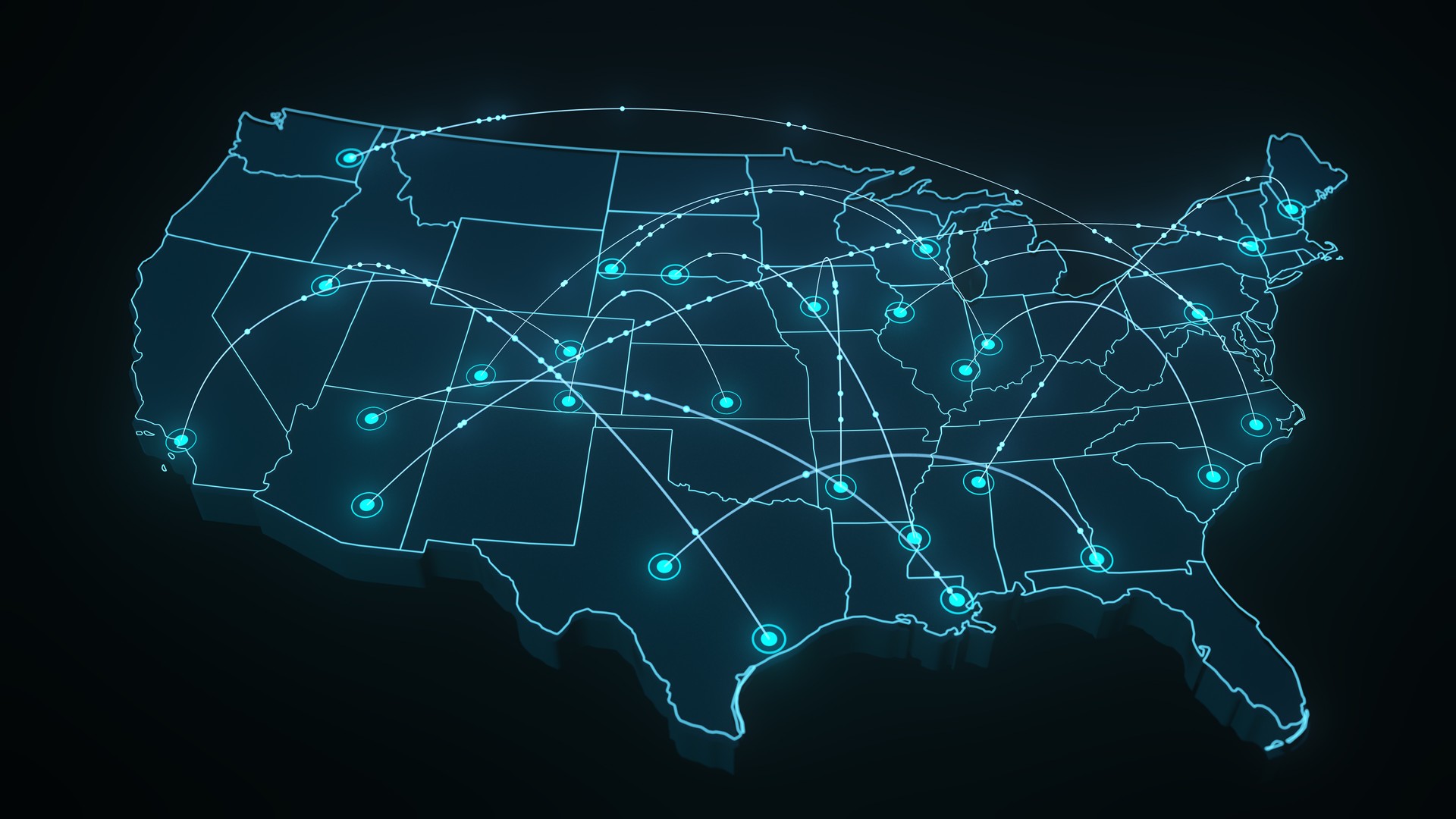 USA map - connected cities